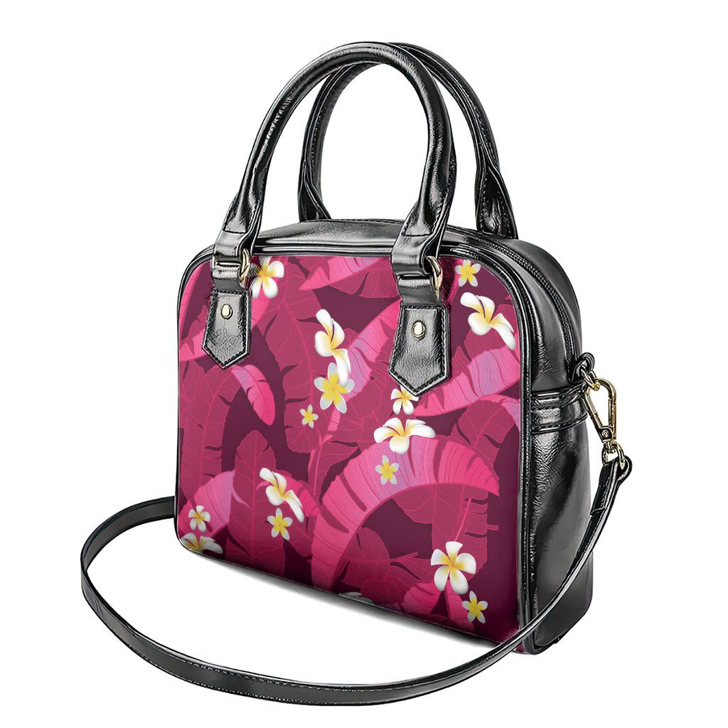 Pink Banana Leaf Hawaii Shoulder Handbag Lau Maia Plumeria Tropical Summer Vibes