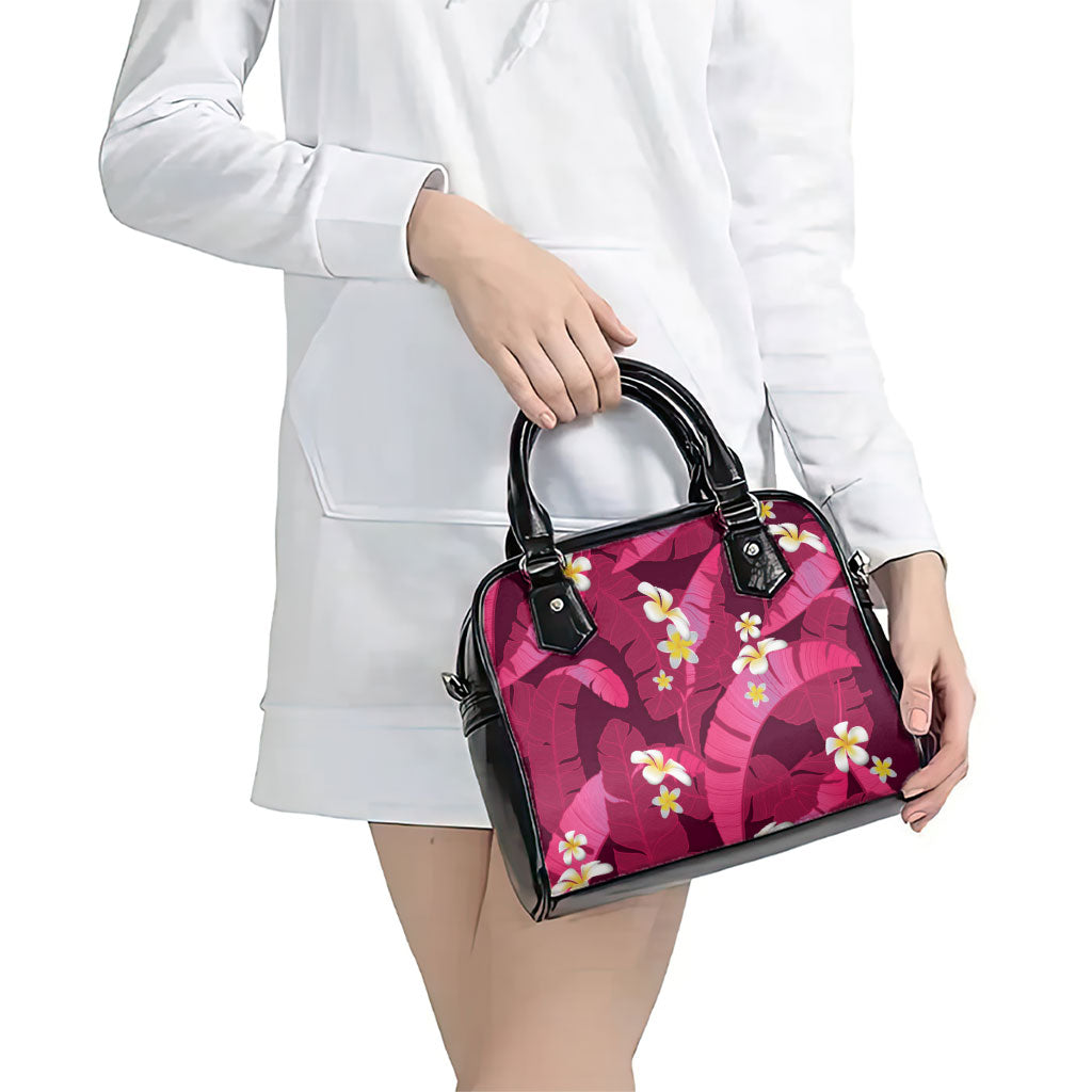 Pink Banana Leaf Hawaii Shoulder Handbag Lau Maia Plumeria Tropical Summer Vibes