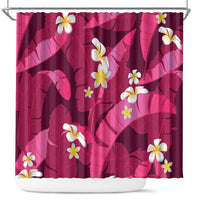 Pink Banana Leaf Hawaii Shower Curtain Lau Maia Plumeria Tropical Summer Vibes