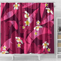 Pink Banana Leaf Hawaii Shower Curtain Lau Maia Plumeria Tropical Summer Vibes