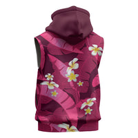 Pink Banana Leaf Hawaii Sleeveless Zip Hoodie Lau Maia Plumeria Tropical Summer Vibes