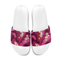 Pink Banana Leaf Hawaii Slide Sandals Lau Maia Plumeria Tropical Summer Vibes