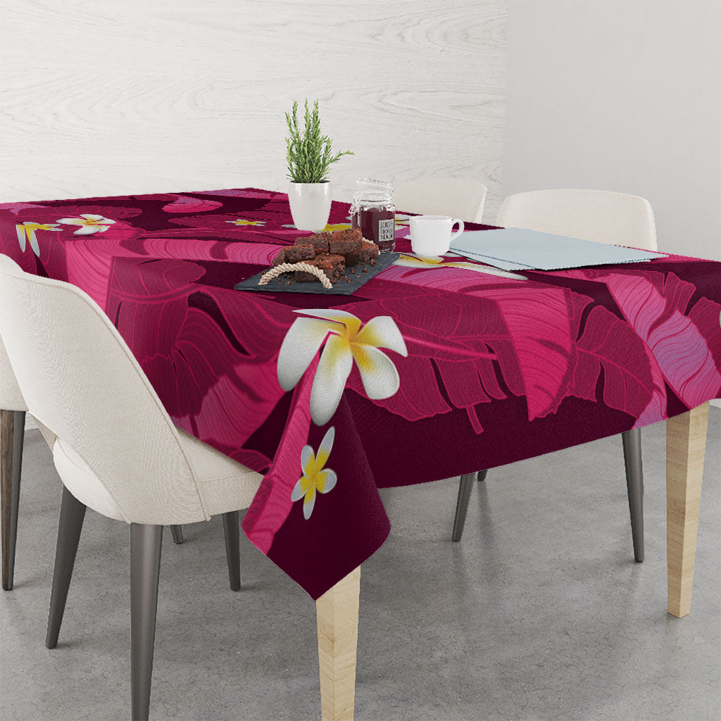 Pink Banana Leaf Hawaii Tablecloth Lau Maia Plumeria Tropical Summer Vibes