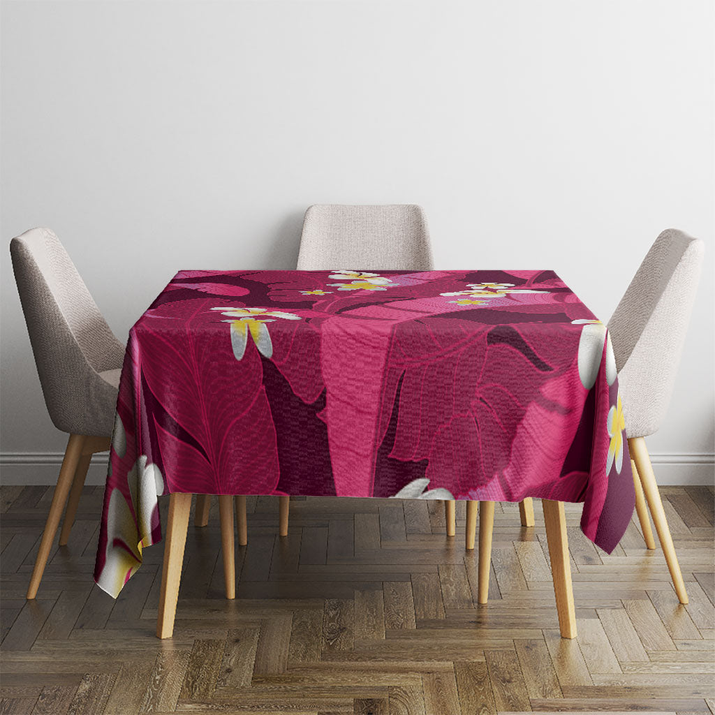 Pink Banana Leaf Hawaii Tablecloth Lau Maia Plumeria Tropical Summer Vibes