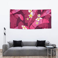 Pink Banana Leaf Hawaii Tapestry Lau Maia Plumeria Tropical Summer Vibes
