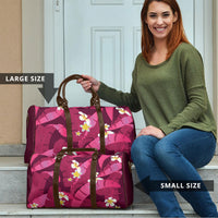 Pink Banana Leaf Hawaii Travel Bag Lau Maia Plumeria Tropical Summer Vibes