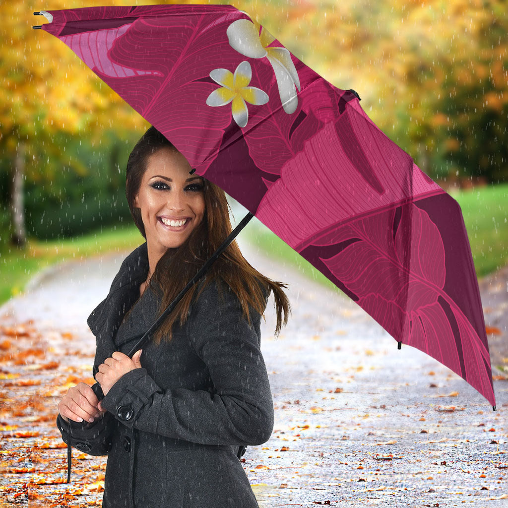 Pink Banana Leaf Hawaii Umbrella Lau Maia Plumeria Tropical Summer Vibes