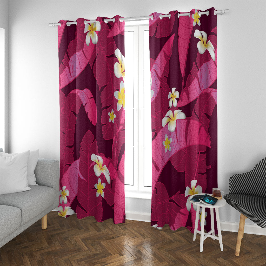 Pink Banana Leaf Hawaii Window Curtain Lau Maia Plumeria Tropical Summer Vibes