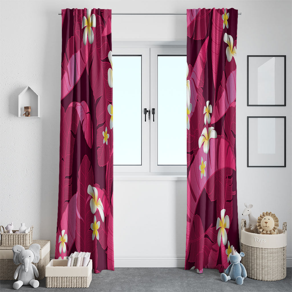 Pink Banana Leaf Hawaii Window Curtain Lau Maia Plumeria Tropical Summer Vibes