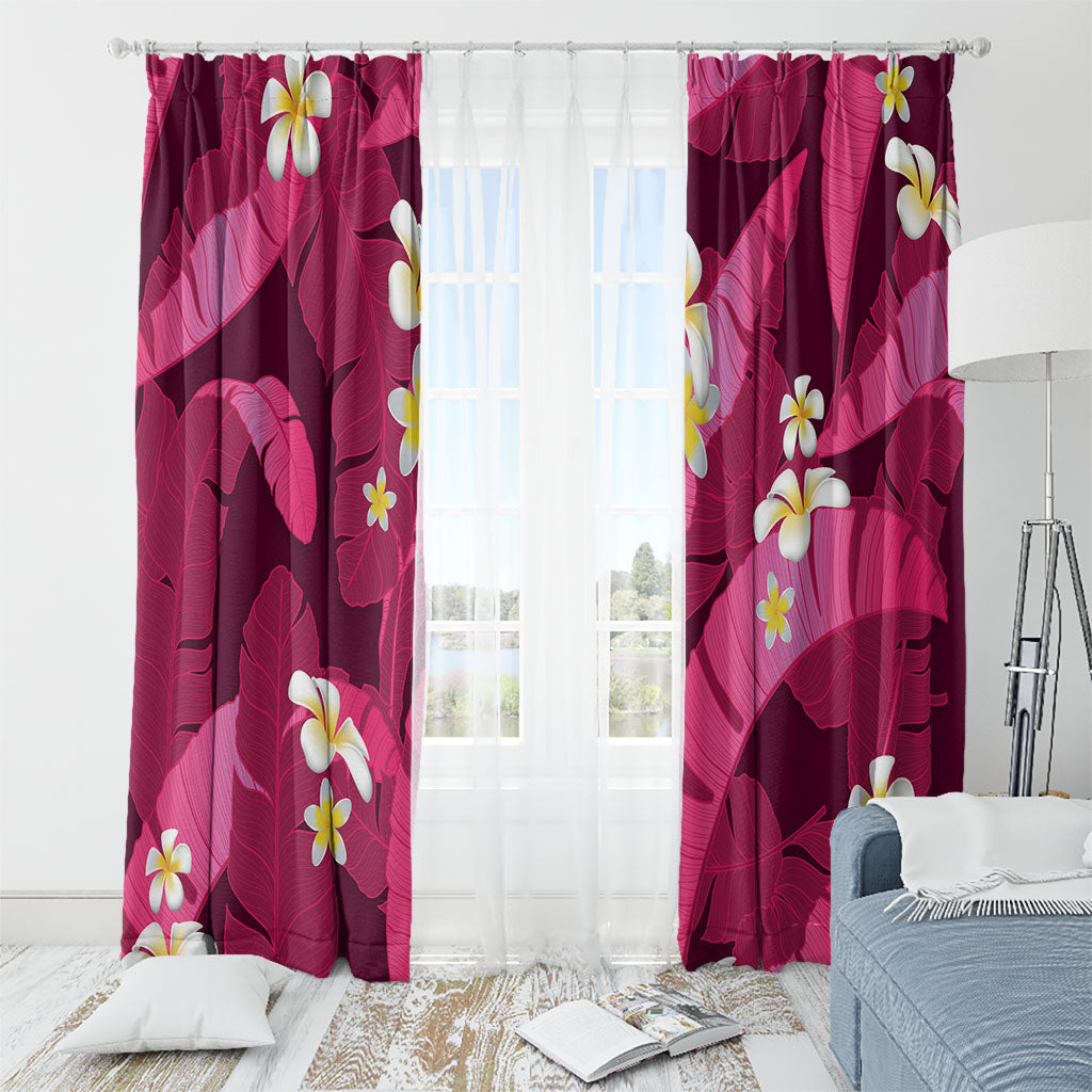Pink Banana Leaf Hawaii Window Curtain Lau Maia Plumeria Tropical Summer Vibes