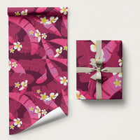 Pink Banana Leaf Hawaii Wrapping Paper Lau Maia Plumeria Tropical Summer Vibes