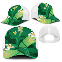 Green Banana Leaf Hawaii Baseball Net Cap Lau Maia Plumeria Tropical Summer Vibes