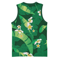 Green Banana Leaf Hawaii Basketball Jersey Lau Maia Plumeria Tropical Summer Vibes