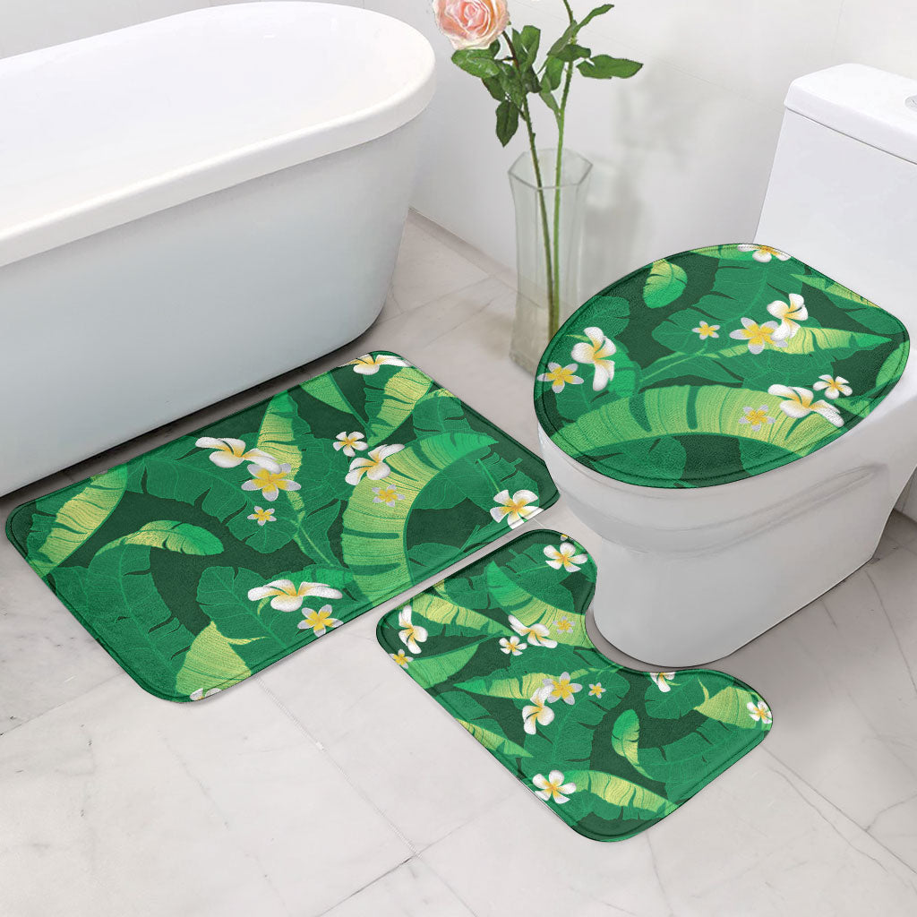 Green Banana Leaf Hawaii Bathroom Set Lau Maia Plumeria Tropical Summer Vibes