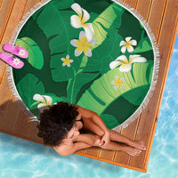 Green Banana Leaf Hawaii Beach Blanket Lau Maia Plumeria Tropical Summer Vibes