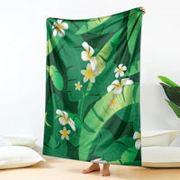 Green Banana Leaf Hawaii Blanket Lau Maia Plumeria Tropical Summer Vibes