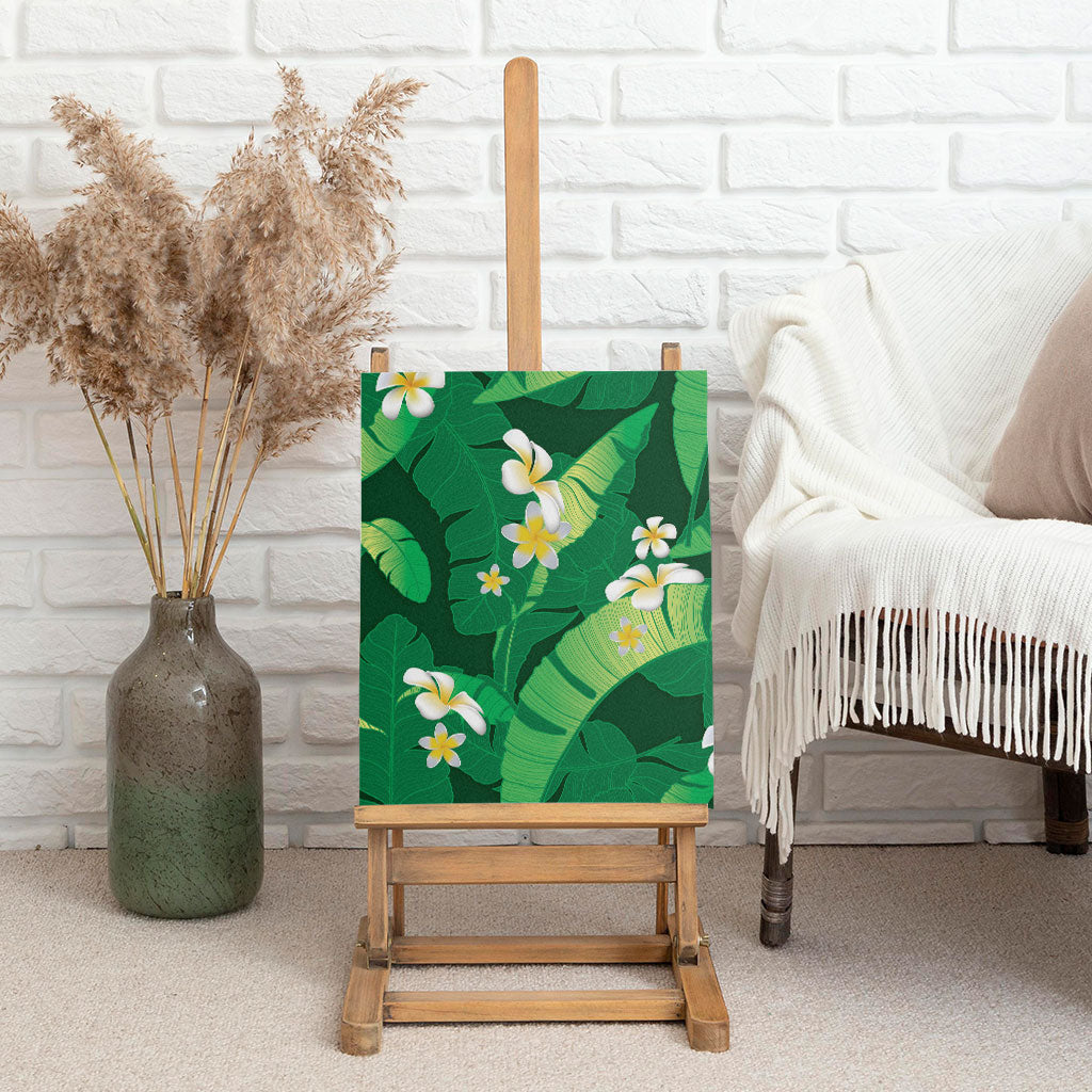 Green Banana Leaf Hawaii Canvas Wall Art Lau Maia Plumeria Tropical Summer Vibes