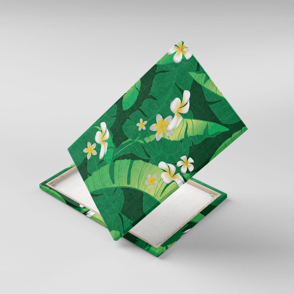 Green Banana Leaf Hawaii Canvas Wall Art Lau Maia Plumeria Tropical Summer Vibes