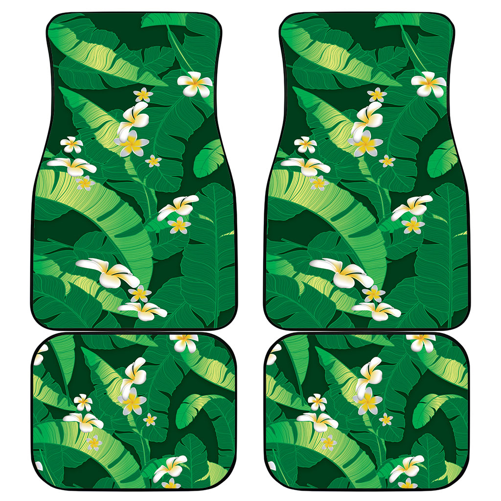 Green Banana Leaf Hawaii Car Mats Lau Maia Plumeria Tropical Summer Vibes