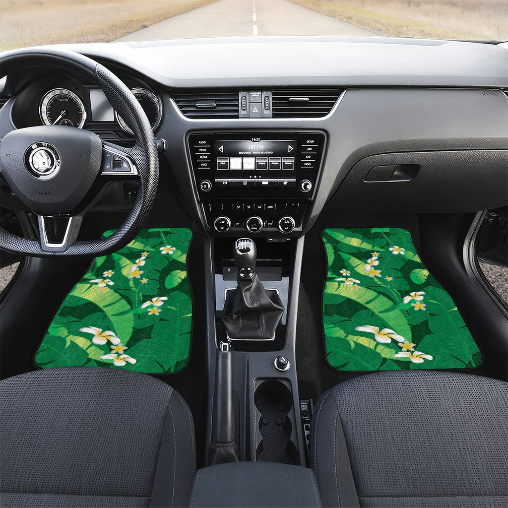 Green Banana Leaf Hawaii Car Mats Lau Maia Plumeria Tropical Summer Vibes
