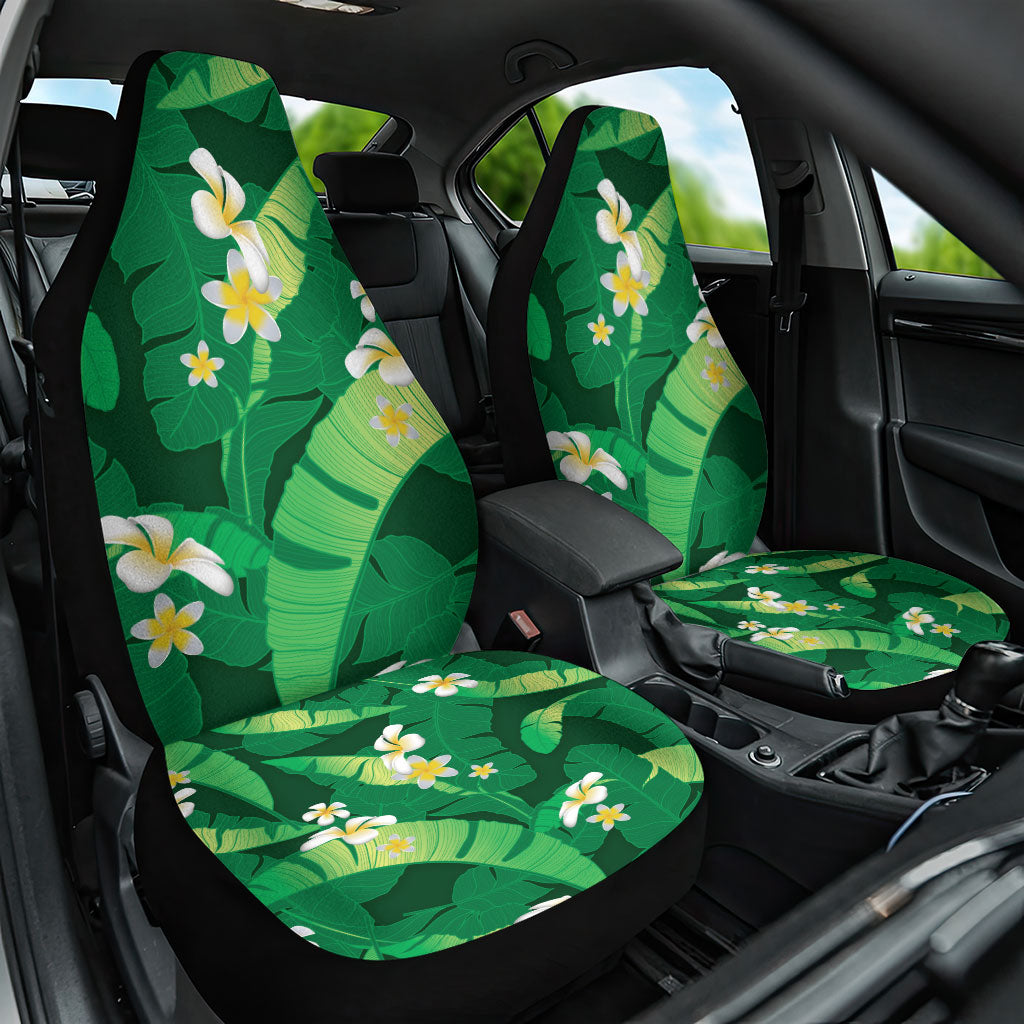 Green Banana Leaf Hawaii Car Seat Cover Lau Maia Plumeria Tropical Summer Vibes