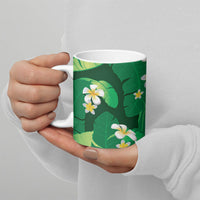 Green Banana Leaf Hawaii Ceramic Mug Lau Maia Plumeria Tropical Summer Vibes