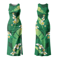 Green Banana Leaf Hawaii Couples Matching Tank Maxi Dress and Long Sleeve Button Shirt Lau Maia Plumeria Tropical Summer Vibes