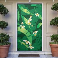 Green Banana Leaf Hawaii Door Cover Lau Maia Plumeria Tropical Summer Vibes