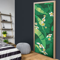 Green Banana Leaf Hawaii Door Cover Lau Maia Plumeria Tropical Summer Vibes