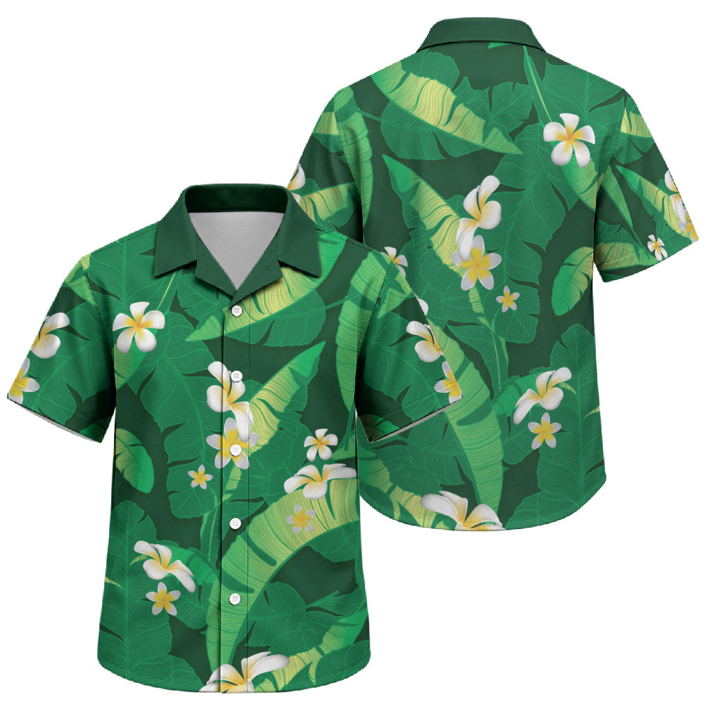 Green Banana Leaf Hawaii Family Matching Summer Maxi Dress and Hawaiian Shirt Lau Maia Plumeria Tropical Summer Vibes