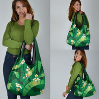 Green Banana Leaf Hawaii Grocery Bag Lau Maia Plumeria Tropical Summer Vibes