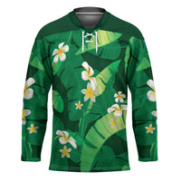 Green Banana Leaf Hawaii Hockey Jersey Lau Maia Plumeria Tropical Summer Vibes