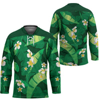 Green Banana Leaf Hawaii Hockey Jersey Lau Maia Plumeria Tropical Summer Vibes