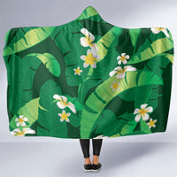 Green Banana Leaf Hawaii Hooded Blanket Lau Maia Plumeria Tropical Summer Vibes