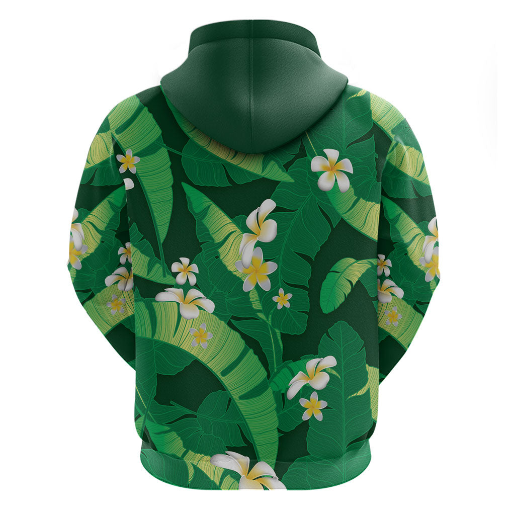 Green Banana Leaf Hawaii Hoodie Lau Maia Plumeria Tropical Summer Vibes