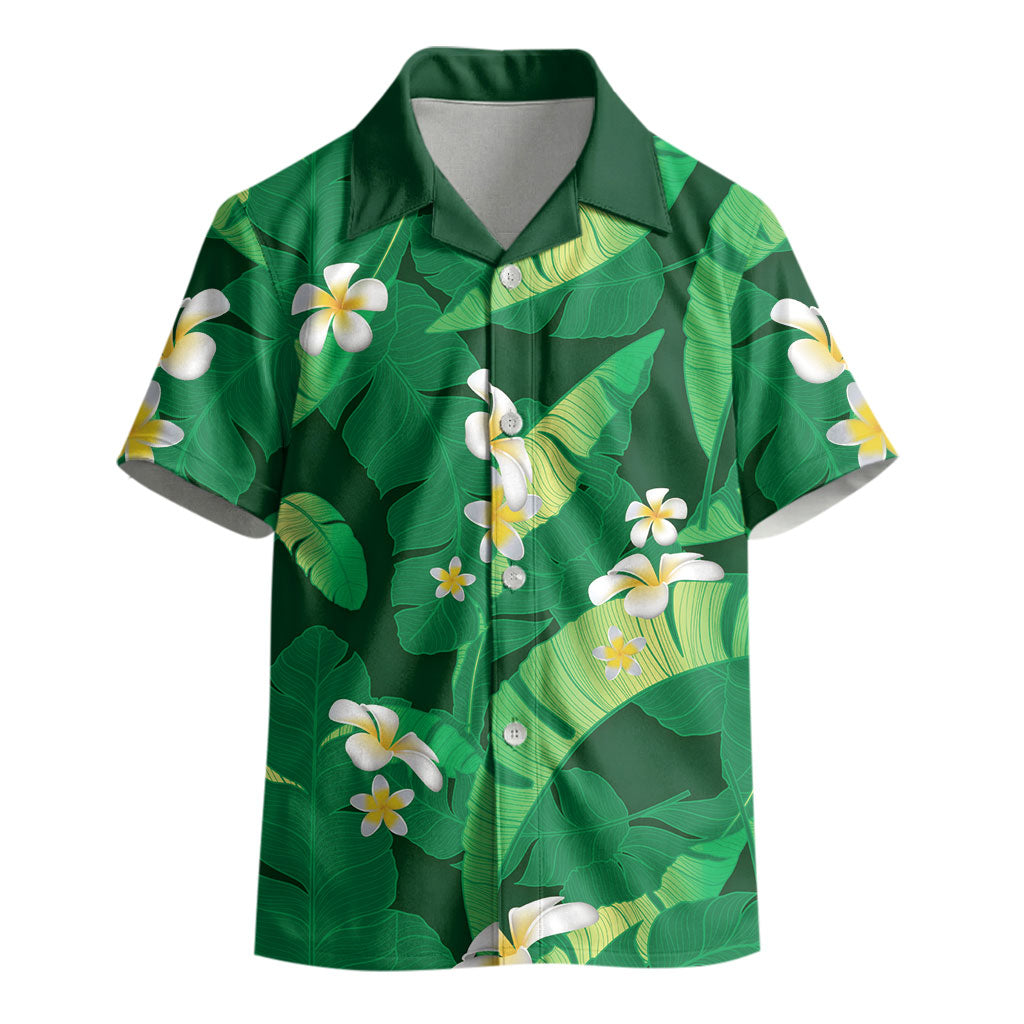 Green Banana Leaf Hawaii Kid Hawaiian Shirt Lau Maia Plumeria Tropical Summer Vibes