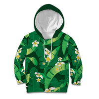 Green Banana Leaf Hawaii Kid Hoodie Lau Maia Plumeria Tropical Summer Vibes
