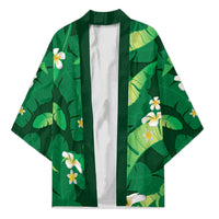 Green Banana Leaf Hawaii Kimono Lau Maia Plumeria Tropical Summer Vibes