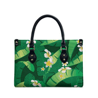 Green Banana Leaf Hawaii Leather Bag Lau Maia Plumeria Tropical Summer Vibes