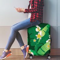 Green Banana Leaf Hawaii Luggage Cover Lau Maia Plumeria Tropical Summer Vibes