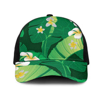 Green Banana Leaf Hawaii Mesh Trucker Cap Lau Maia Plumeria Tropical Summer Vibes