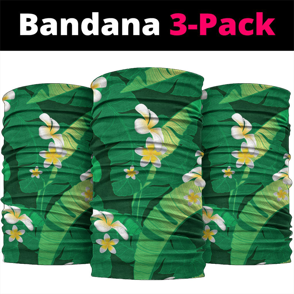 Green Banana Leaf Hawaii Neck Gaiter Lau Maia Plumeria Tropical Summer Vibes