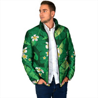 Green Banana Leaf Hawaii Padded Jacket Lau Maia Plumeria Tropical Summer Vibes