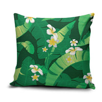 Green Banana Leaf Hawaii Pillow Cover Lau Maia Plumeria Tropical Summer Vibes