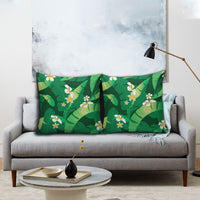 Green Banana Leaf Hawaii Pillow Cover Lau Maia Plumeria Tropical Summer Vibes