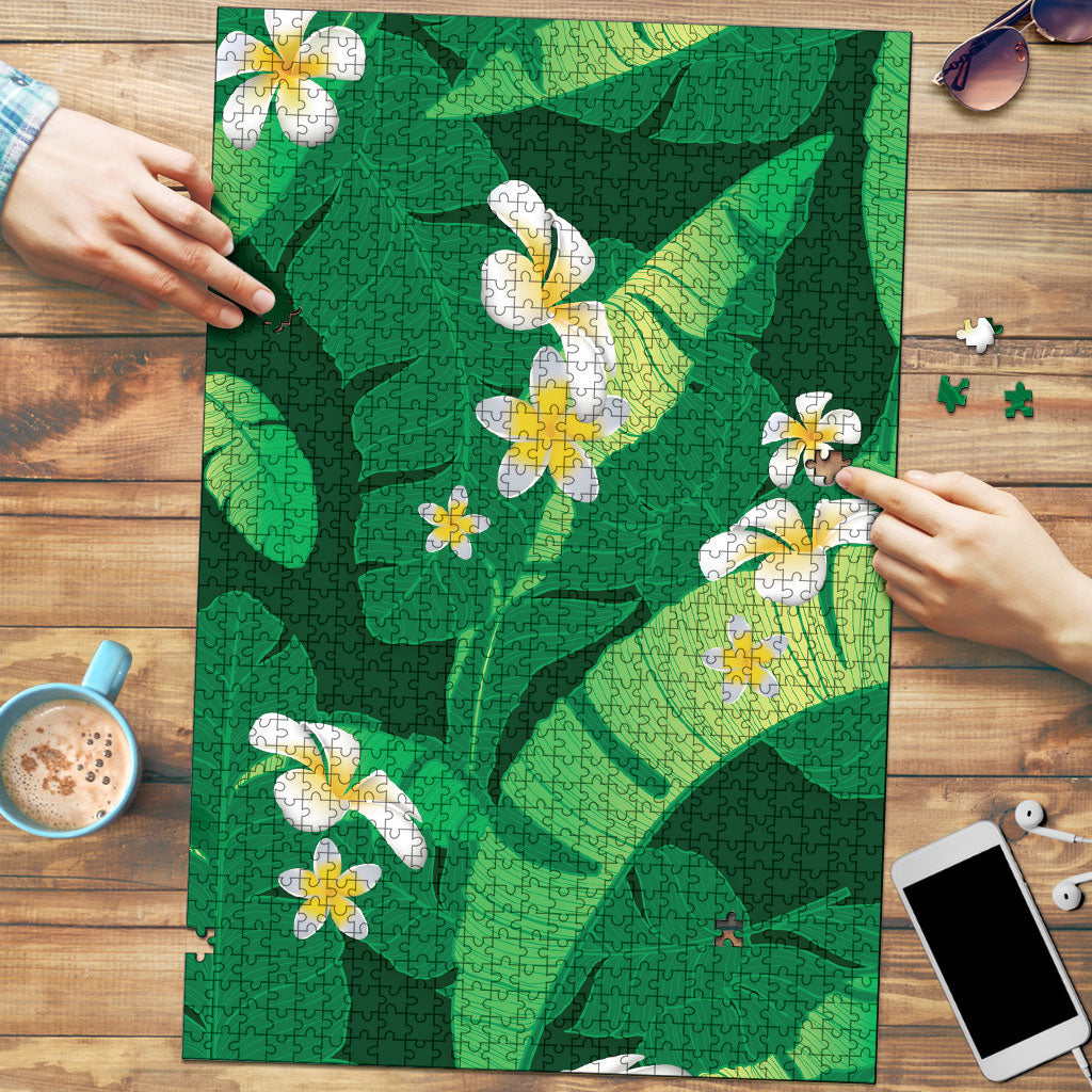 Green Banana Leaf Hawaii Puzzle Lau Maia Plumeria Tropical Summer Vibes