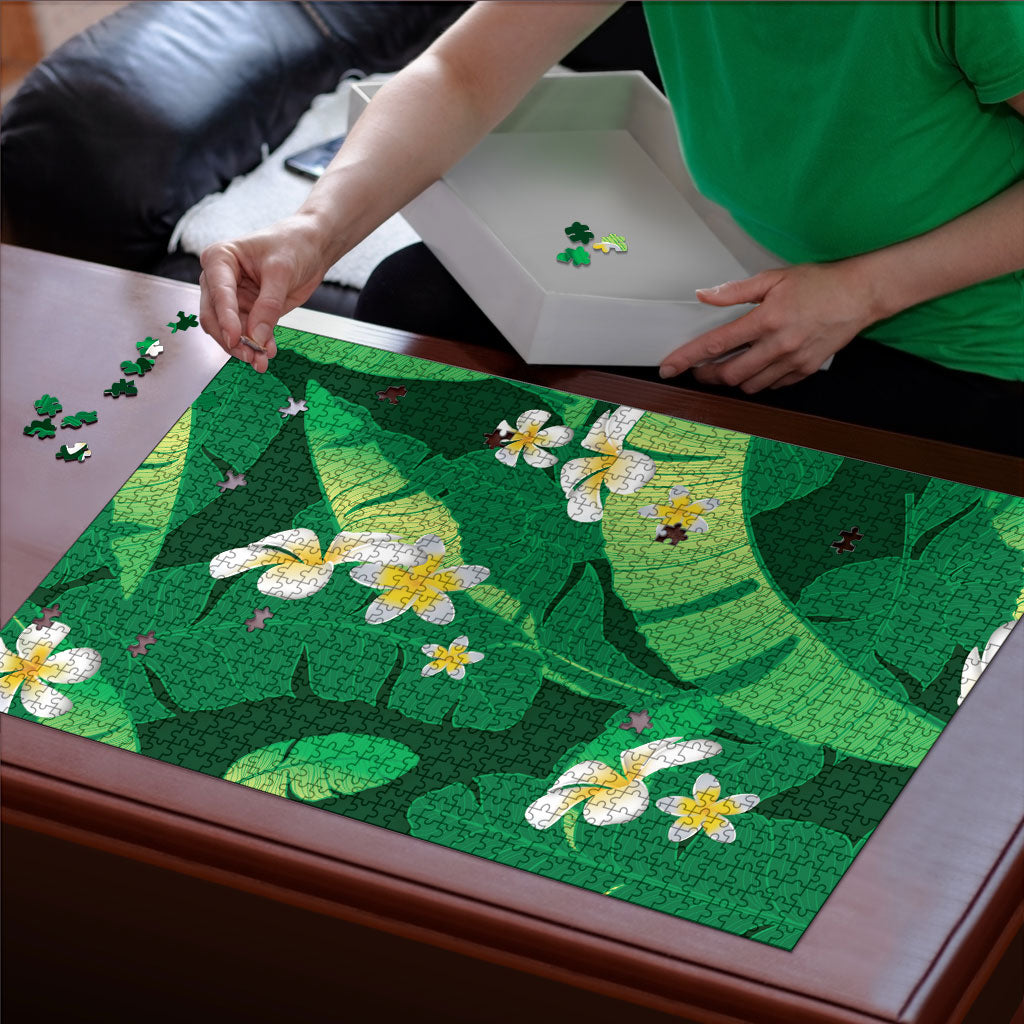 Green Banana Leaf Hawaii Puzzle Lau Maia Plumeria Tropical Summer Vibes