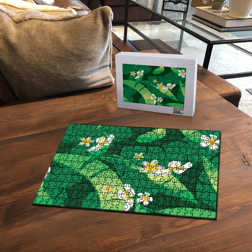Green Banana Leaf Hawaii Puzzle Lau Maia Plumeria Tropical Summer Vibes