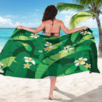 Green Banana Leaf Hawaii Sarong Lau Maia Plumeria Tropical Summer Vibes