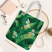 Green Banana Leaf Hawaii Tote Bag Lau Maia Plumeria Tropical Summer Vibes